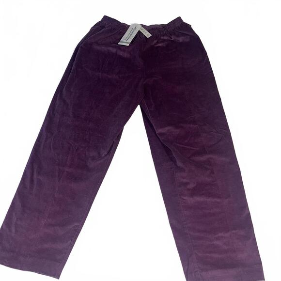 NWT Alfred Dunner $40 Plum Velvet Stretch Lounge Pants Woman's Size 14 New - Picture 3 of 8